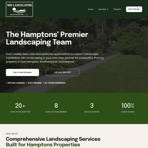Website with the title 'Mark Hayz Landscaping'