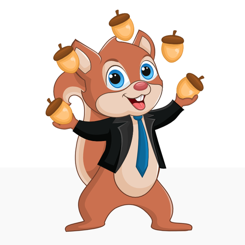 Squirrel design with the title 'Create a LOVELY (SQUIRREL) CARTOON character to be used as an app icon'