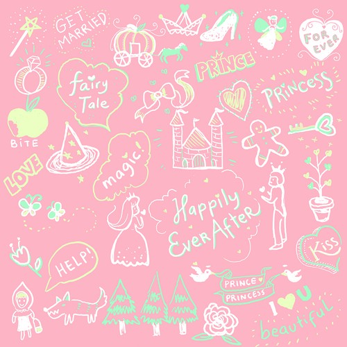 Sticker illustration with the title 'Fairy Tale Cute Stickers'