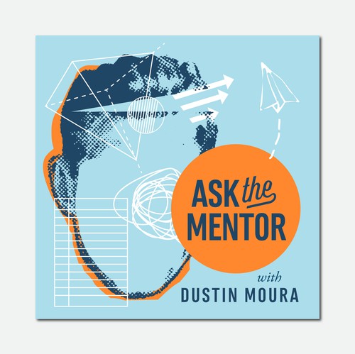 Neon blue safari logo with the title 'Ask the Mentor Podcast "Cover Art"'