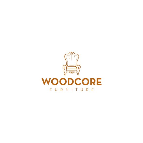Chair logo with the title 'Woodcore Furniture - Winning Design'