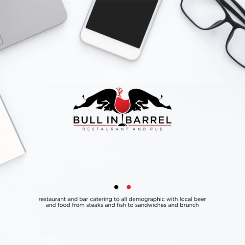 Bar and restaurant logo with the title 'bull logo concept'