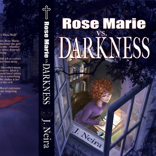 Window design with the title 'Rose Marie vs. Darkness - J. Neira'