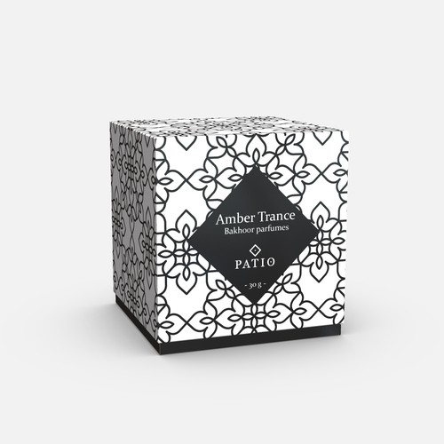 Black and white packaging with the title 'Parfume box packaging'