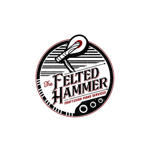 Piano logo with the title 'Vintage inspired design for a piano tuning service.'