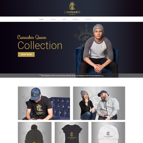 Clothing website with the title 'Cannabis Queen - Shopify Theme'