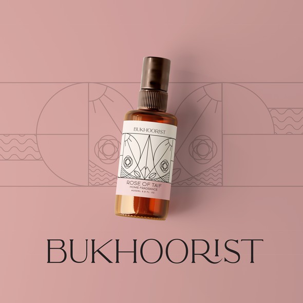 Spray bottle design with the title 'Bukoorist Home Fragrance'
