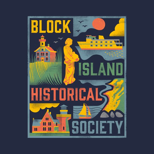 Museum design with the title 'Block Island Historical Society'