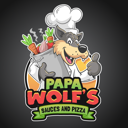 Wolf design with the title 'Papa Wolfs logo'