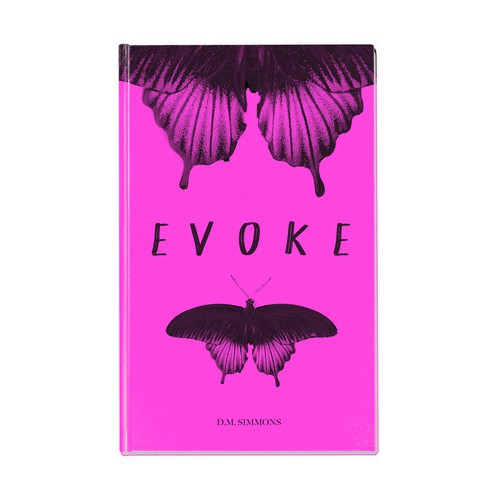 Butterfly book cover with the title 'EVOKE'