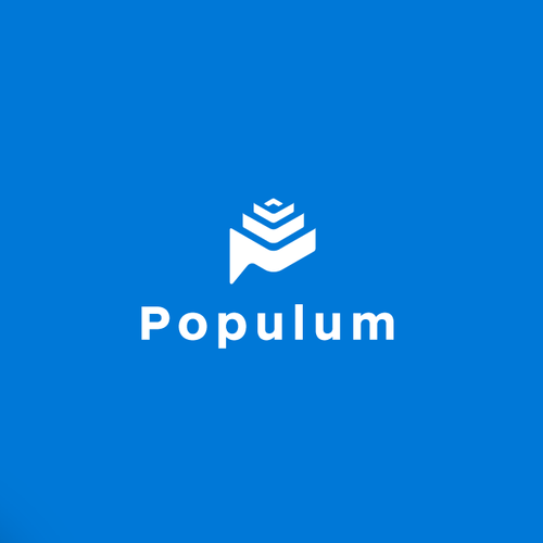 Tower logo with the title 'Letter P and Babel tower theme for Populum'