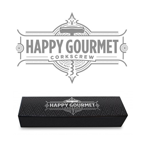 Kitchen packaging with the title 'Happy Gourmet Corkscrew Package'