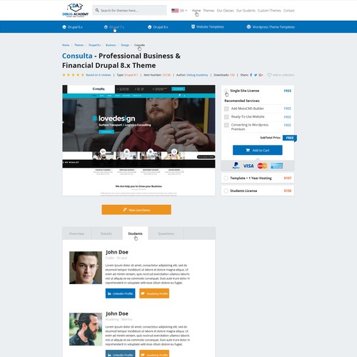 Theme website with the title 'landing page Theme layout'