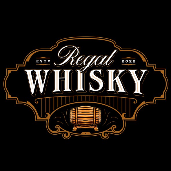 带有“Regal Whisky”标题的威士忌标志