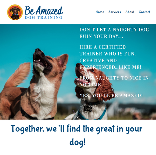 Dog design with the title 'Be Amazed Dog Training'