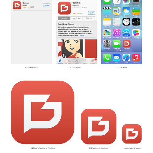 Android design with the title 'Belichat Mobile Apps Icon Design'