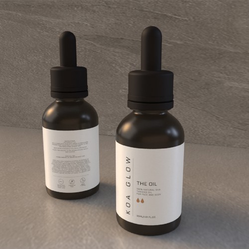Oil label with the title 'Aesthetic minimalist cosmetic packaging label design'