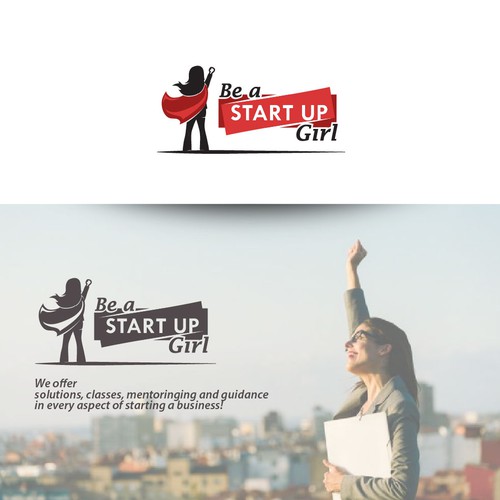 Superhero logo with the title 'Superhero "Start Up Girl" logo design'