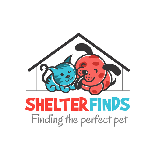 Pet care logo with the title 'Shelter Finds'