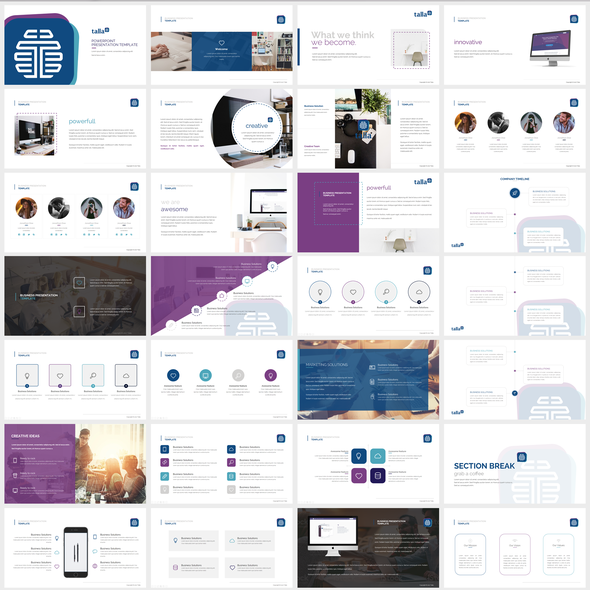 Innovative design with the title 'Multipurpose Powerpoint Presentation Template'