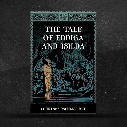 Old book cover with the title 'Fantasy novel in art nouveau style'