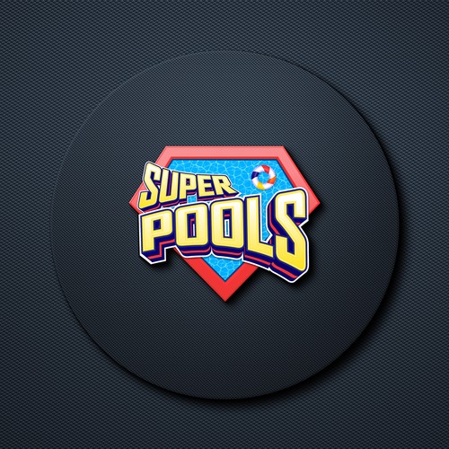 Pool logo with the title 'Logo design for "Super Pools" '