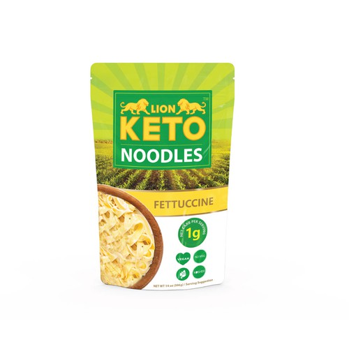 Keto packaging with the title 'KETO NOODLES food'