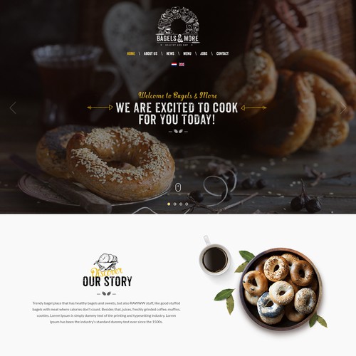 Restaurant website with the title 'Bagels & More'