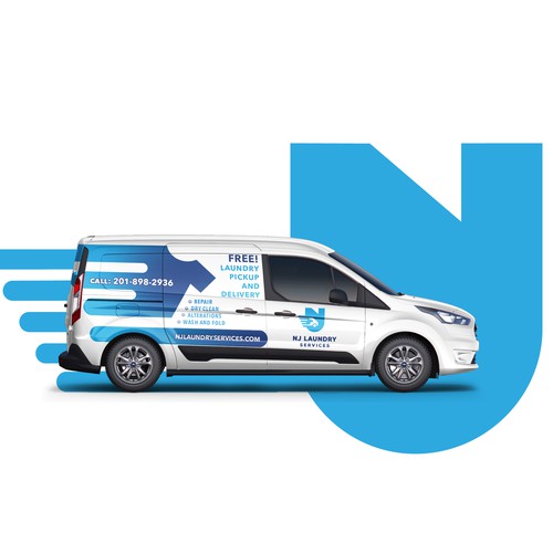 Van design with the title 'Van Wrap for Laundry service'