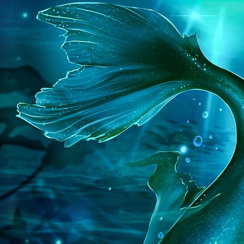 Ocean artwork with the title 'Facebook cover with mermaid’s tail'