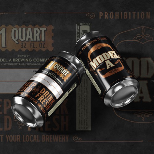 Craft beer label with the title '32 oz. Beer Crowler Label, Model A Brewing Co.'