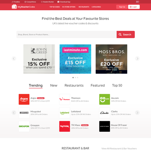 Uncluttered design with the title 'UK's Biggest Coupon Site Needs A NEW Site'