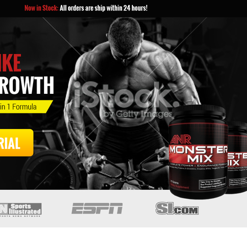 Bodybuilding design with the title 'Landingpage for Bodybuilding-Supplement'