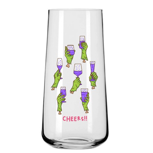 Halloween illustration with the title 'Drinking glasses for Halloween'