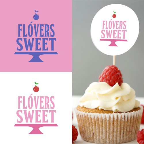 Cake brand with the title 'Flovers Sweets Logo Design'