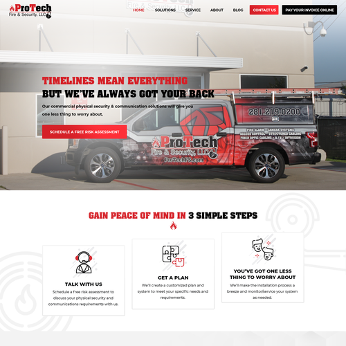 Security website with the title 'Home page design for Security company'