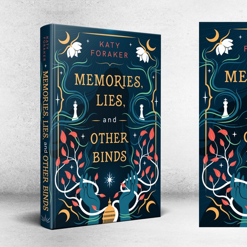 Magic book cover with the title 'Book cover design and illustration'