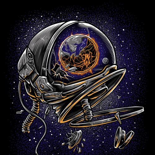 Astronaut t-shirt with the title 'Fallen Planet - Ovira Metal Band'