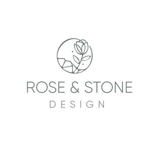 Black rose logo with the title 'Rose & Stone'