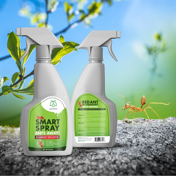 Eco label with the title 'Label design for Ant Repellent Spray'