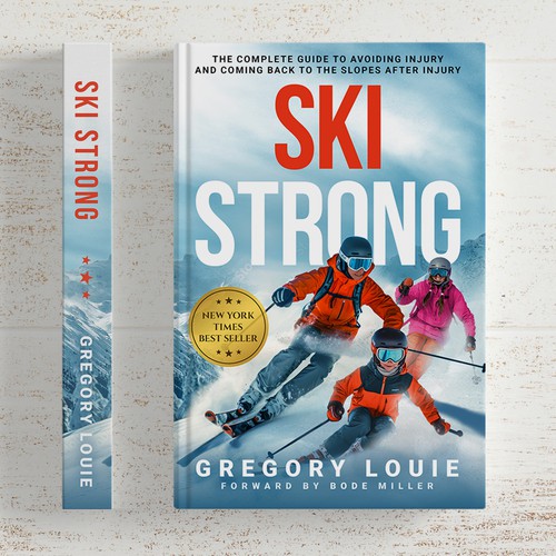 Winter book cover with the title 'SKI STRONG Book Cover Design'