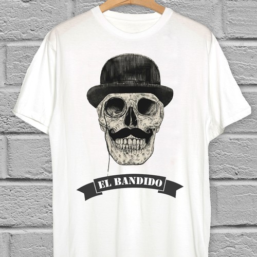 Grayscale design with the title 'El bandido '
