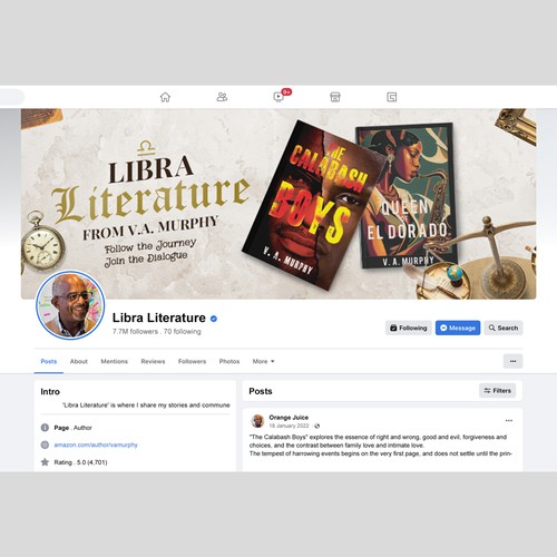 Literature design with the title 'Libra Literature - Facebook cover'