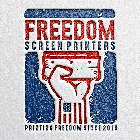 Screen printing logo with the title 'Freedom Screen Printers'