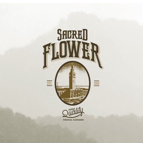 Script logo with the title 'Vintage Logo for Sacred Flower'