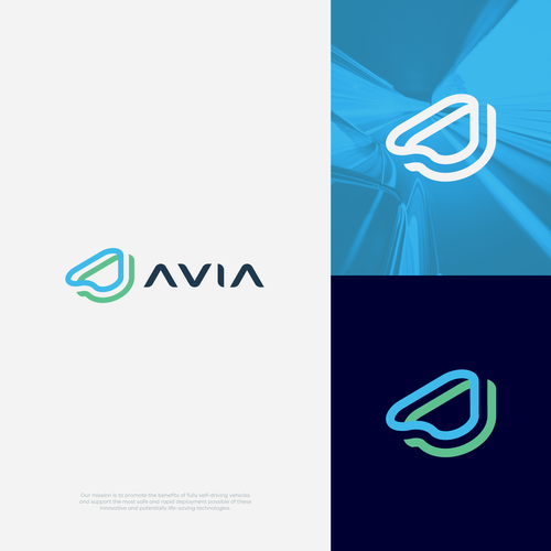 Road logo with the title 'Futuristic logo for Autonomous Vehicle Industry Association'