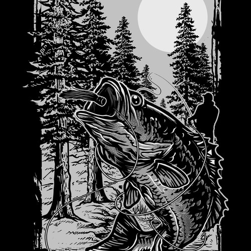 Fishing t-shirt with the title 'bigbass fishing'