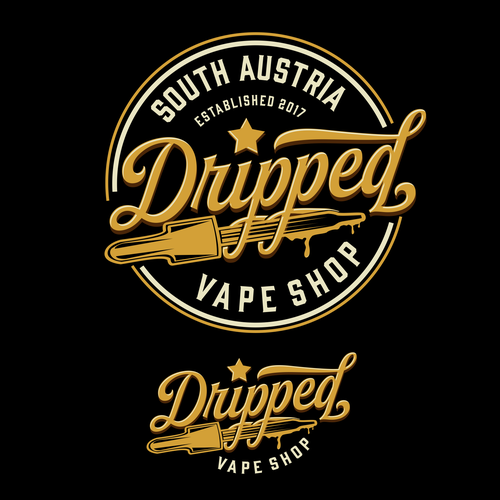 Shiny design with the title 'Dripped Vape Shop'