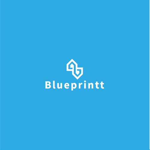 Research logo with the title 'Blueprintt Logo Design'