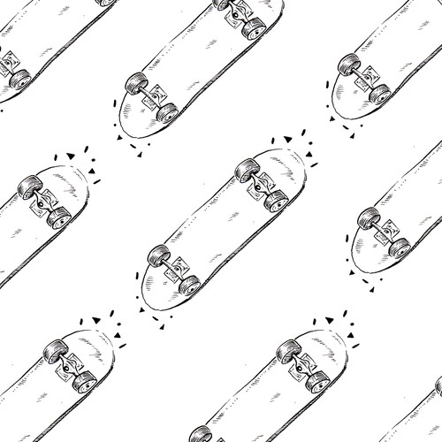 Skateboard illustration with the title 'Skate board illustration'